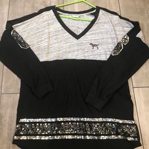 Pink oversized bling long sleeve